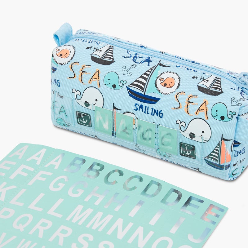 Skylar Pencil Case-Sea With 3D Accessories--1 Cmprt-Printed (Polyester) Light Blue \ 20.5X9.5X9.5 - Image 5